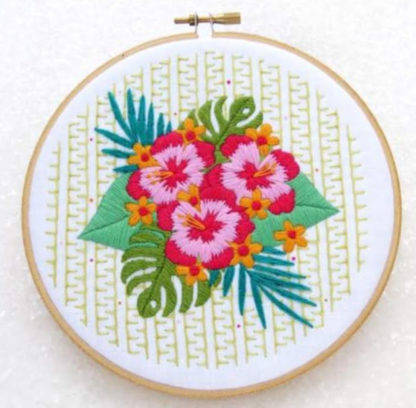 tropical flower embroidery kit