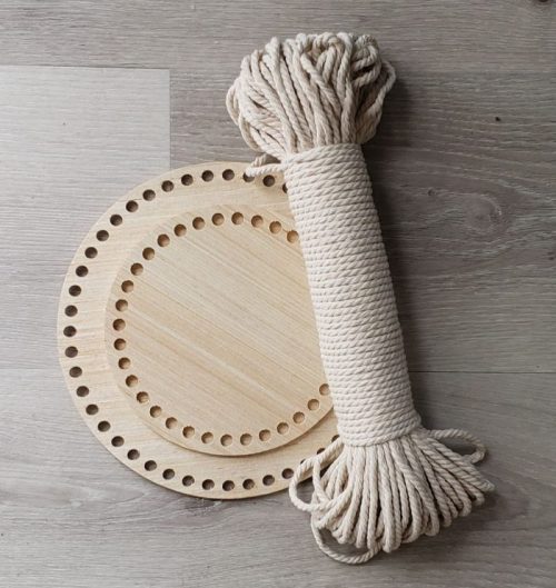 Crochet wooden basket bottom