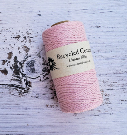 light pink 1.5mm cotton rope