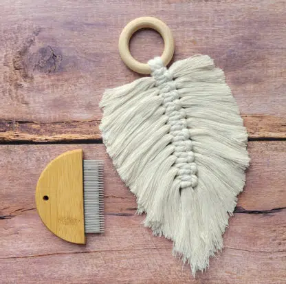 rope comb and macrame feather
